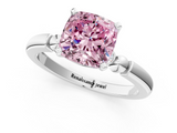 White gold Fancy Pink Cushion  Solitaire Beaded Band with Four-Prong Setting_77