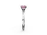 White gold Fancy Pink Cushion  Solitaire Beaded Band with Four-Prong Setting_78