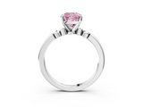 White gold Fancy Pink Cushion  Solitaire Beaded Band with Four-Prong Setting_79