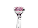 White gold Fancy Pink Cushion  Solitaire Beaded Band with Four-Prong Setting_81