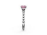 White gold Fancy Pink Cushion  Solitaire Bezel Accent Diamond Engagement Ring with Beaded Band and Four-Prong Setting_43