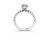 White gold Fancy Pink Cushion  Solitaire Bezel Accent Diamond Engagement Ring with Beaded Band and Four-Prong Setting_44