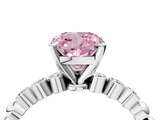 White gold Fancy Pink Cushion  Solitaire Bezel Accent Diamond Engagement Ring with Beaded Band and Four-Prong Setting_45