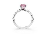 White gold Fancy Pink Cushion  Solitaire Bezel-Set Diamond Ring with Beaded Band and Four-Prong Setting_35