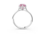 White gold Fancy Pink Cushion  Solitaire Cathedral Diamond Ring with Six-Prong Setting_20
