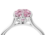 White gold Fancy Pink Cushion  Solitaire Cathedral Diamond Ring with Six-Prong Setting_21