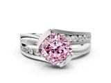 White gold Fancy Pink Cushion  Solitaire Channel-Set Split Shank Ring with Tension Prong Setting_3