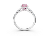 White gold Fancy Pink Cushion  Solitaire Chevron Pave Diamond Engagement Ring with Six-Prong Setting_6