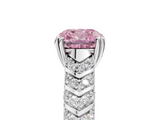 White gold Fancy Pink Cushion  Solitaire Chevron Pave Diamond Engagement Ring with Six-Prong Setting_8