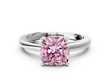 White gold Fancy Pink Cushion  Solitaire Diamond Engagement Ring with Four-Prong Setting on a Classic Band_3