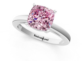 White gold Fancy Pink Cushion  Solitaire Diamond Engagement Ring with Four-Prong Setting on a Classic Band_4