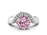White gold Fancy Pink Cushion  Solitaire Diamond Engagement Ring with Pave Band and Four-Prong Setting_38