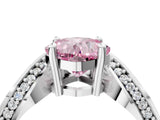 White gold Fancy Pink Cushion  Solitaire Diamond Engagement Ring with Pave Band and Four-Prong Setting_42