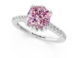 White gold Fancy Pink Cushion  Solitaire Diamond Engagement Ring with Pave Band and Six-Prong Setting_21