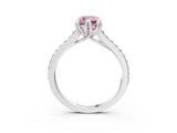 White gold Fancy Pink Cushion  Solitaire Diamond Engagement Ring with Pave Band and Six-Prong Setting_23