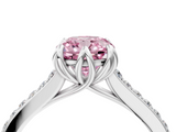 White gold Fancy Pink Cushion  Solitaire Diamond Engagement Ring with Pave Band and Six-Prong Setting_24