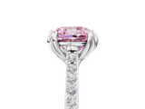 White gold Fancy Pink Cushion  Solitaire Diamond Engagement Ring with Pave Band and Six-Prong Setting_25
