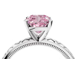 White gold Fancy Pink Cushion  Solitaire Diamond Engagement Ring with XO Engraved Band and Four-Prong Setting 5