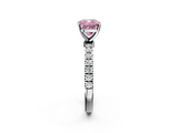 White gold Fancy Pink Cushion  Solitaire Diamond Pavé Band with Four-Prong Setting_61