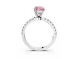White gold Fancy Pink Cushion  Solitaire Diamond Pavé Band with Four-Prong Setting_62