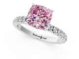 White gold Fancy Pink Cushion  Solitaire Diamond Pavé Band with Four-Prong Setting_63
