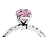 White gold Fancy Pink Cushion  Solitaire Diamond Pavé Band with Four-Prong Setting_63