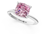 White gold Fancy Pink Cushion  Solitaire Diamond Ring with 4-Prong Setting on a Classic Band_4