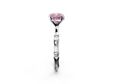 White gold Fancy Pink Cushion  Solitaire Diamond Ring with Bamboo Band and Four-Prong Setting_86