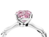 White gold Fancy Pink Cushion  Solitaire Diamond Ring with Bamboo Band and Four-Prong Setting_88