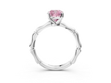 White gold Fancy Pink Cushion  Solitaire Diamond Ring with Bamboo Band and Four-Prong Setting_88