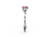 White gold Fancy Pink Cushion  Solitaire Diamond Ring with Bezel Set Side Stones and Prong Setting_5