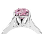 White gold Fancy Pink Cushion  Solitaire Diamond Ring with Cathedral Band and Four-Prong Setting_70