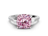 White gold Fancy Pink Cushion  Solitaire Diamond Ring with Channel Set Band and Bezel Prong Setting_68