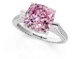 White gold Fancy Pink Cushion  Solitaire Diamond Ring with Channel Set Band and Bezel Prong Setting_69