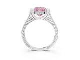 White gold Fancy Pink Cushion  Solitaire Diamond Ring with Channel Set Band and Bezel Prong Setting_71