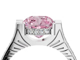 White gold Fancy Pink Cushion  Solitaire Diamond Ring with Channel Set Band and Bezel Prong Setting_72