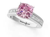 White gold Fancy Pink Cushion  Solitaire Diamond Ring with Channel-Set Band and Four-Prong Setting_4