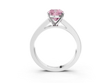 White gold Fancy Pink Cushion  Solitaire Diamond Ring with Channel-Set Band and Four-Prong Setting_6
