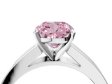 White gold Fancy Pink Cushion  Solitaire Diamond Ring with Channel-Set Band and Four-Prong Setting_7