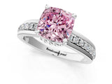White gold Fancy Pink Cushion  Solitaire Diamond Ring with Channel Set Band and Six-Prong Setting_49