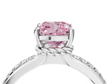 White gold Fancy Pink Cushion  Solitaire Diamond Ring with Channel Set Band and Six-Prong Setting_52