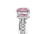 White gold Fancy Pink Cushion  Solitaire Diamond Ring with Channel Set Band and Six-Prong Setting_53
