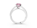 White gold Fancy Pink Cushion  Solitaire Diamond Ring with Four-Prong Setting and Classic Band_6