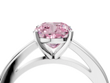 White gold Fancy Pink Cushion  Solitaire Diamond Ring with Four-Prong Setting and Classic Band_7