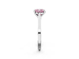 White gold Fancy Pink Cushion  Solitaire Diamond Ring with Four-Prong Setting and Tapered Band 2