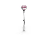 White gold Fancy Pink Cushion  Solitaire Diamond Ring with Four-Prong Setting on a Plain Band_70