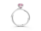 White gold Fancy Pink Cushion  Solitaire Diamond Ring with Four-Prong Setting on a Plain Band_71