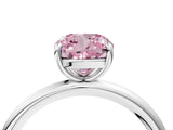 White gold Fancy Pink Cushion  Solitaire Diamond Ring with Four-Prong Setting on a Plain Band_72