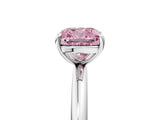 White gold Fancy Pink Cushion  Solitaire Diamond Ring with Four-Prong Setting on a Plain Band_73