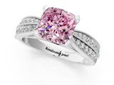 White gold Fancy Pink Cushion  Solitaire Diamond Ring with Milgrain Pavé Band and Four-Prong Setting_21